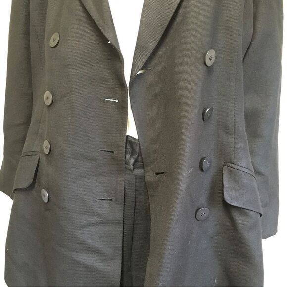 Limited Linen Blend Double Breasted Blazer Pants Suit Set Black Size 10/12 - Picture 13 of 15